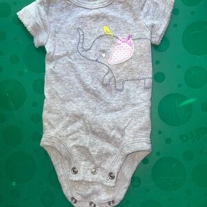 Gray Baby Onesie with Elephant Design